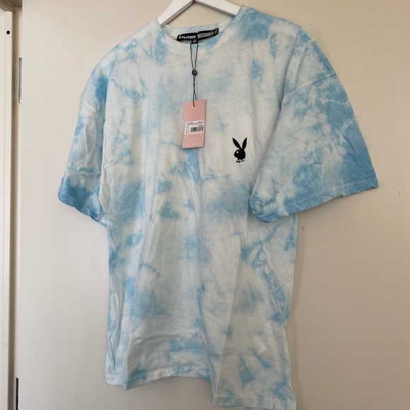 Playboy Blue Tie Dye Oversized T-Shirt - Picture 6 of 6